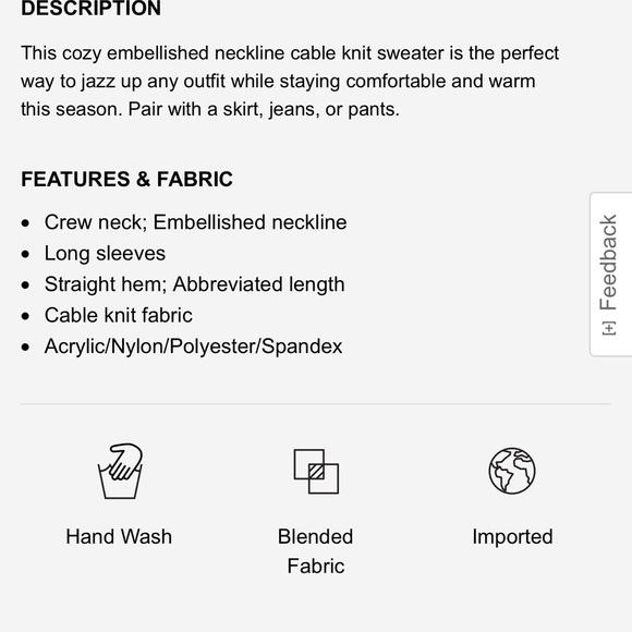 Express Cable Knit Embellished Neckline Sweater - Picture 14 of 14